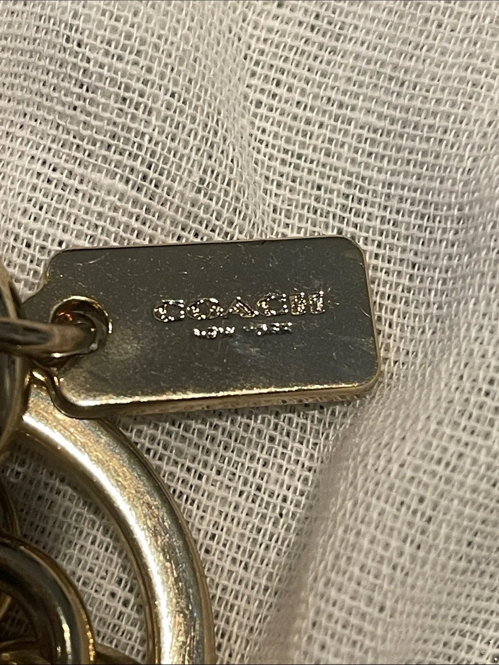 Coach Leather Signed Key Ring with Clip